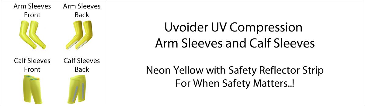 Uvoider UV Arm Sleeves – Neon Yellow with Safety Reflector Strip – For when safety matters..!